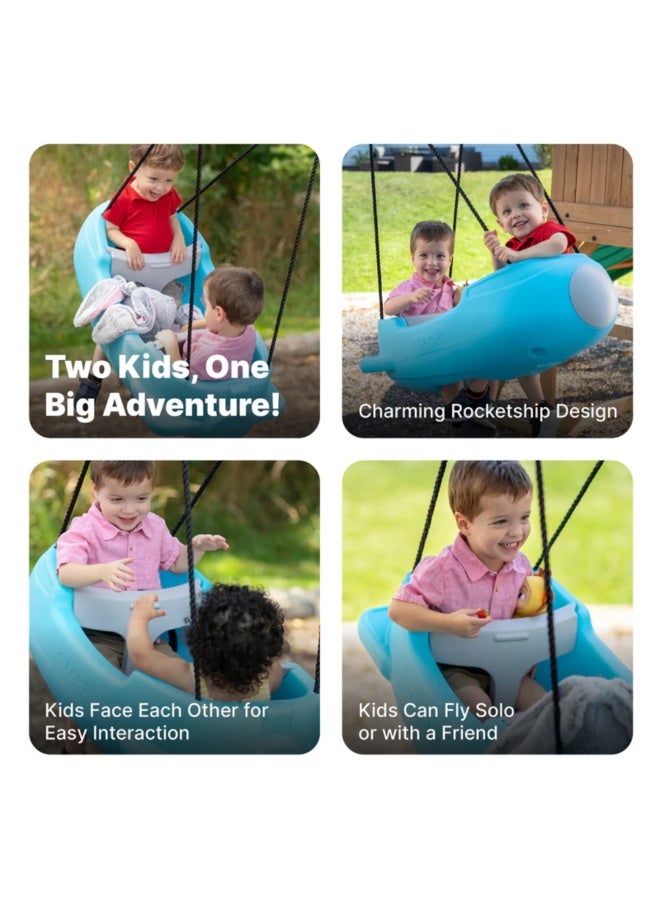 Step2 Blue Rocket Swing for Two, Indoor and Outdoor Swing Playset for Kids, Includes T Bar Handles and Seatbealts, Lightweight and Strong Design Suitable for Boys and Girls Aged 2+ - Image 4